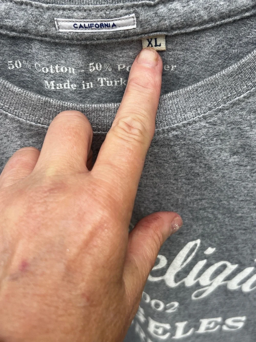 True Religion XL California Graphic Tee Gray Y2K Streetwear